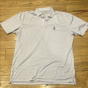Men's White Striped Polo Shirt